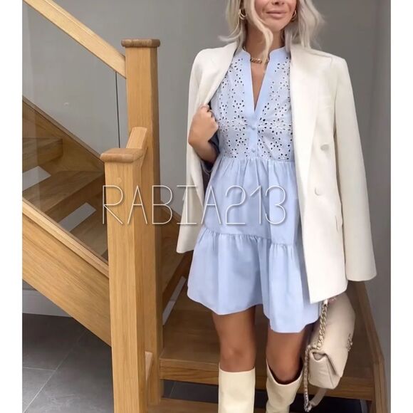 ZARA OPENWORK EMBROIDERED DRESS - Picture 10 of 16